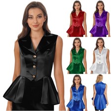 DE Damenweste Steampunk Tops Party-Outfits Ärmellose Jacke Mittelalter Cosplay