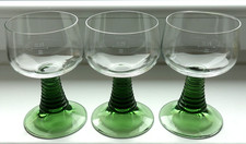 3 schlichte Weingläser Römer Trompetenfuß grün geeicht 0,2l Schott Zwiesel TOP