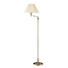 59" Bronze Schwenkarm Stehlampe Mit Beigem Empire Schirm