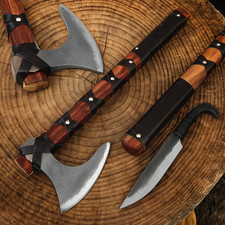 Wikinger-Axt  Wikinger-Messer inklusive  handgeschmiedet aus kohlenstoffreichem