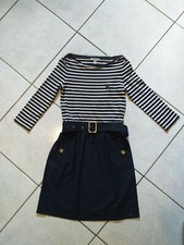 Burberry-Kleid, Gr.8 (ca. 36/38),maritim: blau-weiß gestreift, 3/4-Ärmel, Gürtel