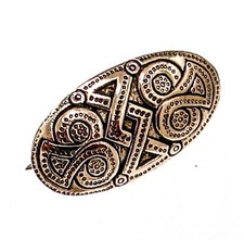 Bronze Wikinger Fibel klein Gewandfibel Wikingerschild Ovalfibel Brosche