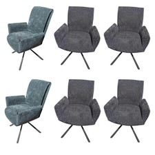 MCA Furniture 6er-Set Stuhl Boulder Stoff Anthrazit Oliv Gestell Schwarz Drehbar