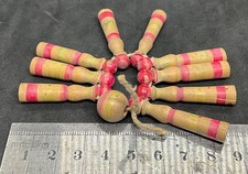 altes Miniatur-Kegelspiel Holz gedrechselt bemalt Puppen-Zubehör Puppenhaus