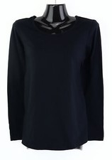 Longshirt Gr. 42 Schwarz Damen Langarm Basic-Shirt Bluse Oberteil RPW