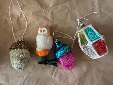 Alt Christbaumschmuck, Kugeln Lauscha, Eichen, Uhu, Laterne