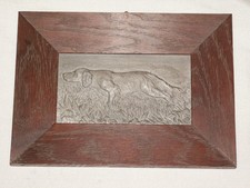 Altes Zink Relief Jagd Hund  "