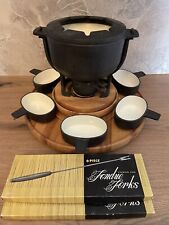 Digsmed Denmark Design Fondue Set Teakholz Drehteller Schalen Spieße Gusseisen