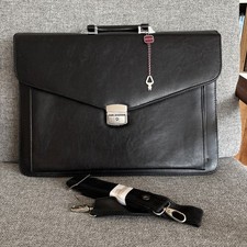 Echt Leder Aktentasche, Unisex Schwarz Dokumententasche Laptoptasche