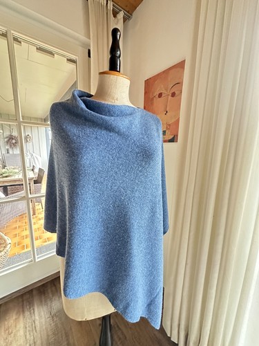 Poncho strick jeansblau mit - strick,