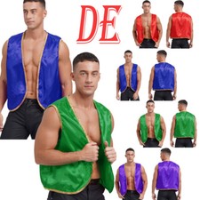 DE Herren Aladin Kostüm Satin Glänzend Weste Ärmellos Top Prinz Kostüm Halloween