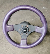 Raid 13 Leder Lenkrad Dino, 32 cm, KBA 70155, Nabe Opel Corsa A, lila,Hupenknopf