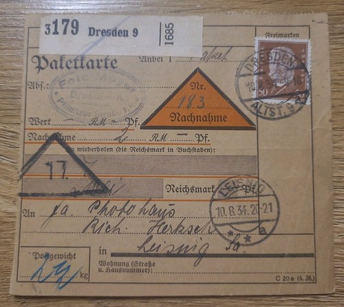 Karte paketkarte 179 dresden - 179,
