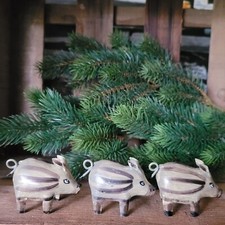 3 x Schweine 6 x 5 cm Metall Schweinefigur Wildschwein Frischlinge Metallschwein