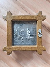 Schlüsselkasten Eiche massiv mit Zinn-Ornament-Bild - Antik / Landhausstil