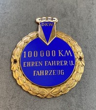 Auto Union DKW Plakette 100 000 KM Ehren Fahrer U. Fahrzeug 9,7x7,8cm