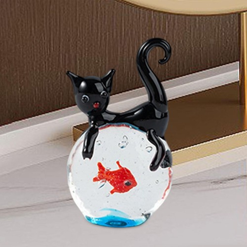 Mini glasfigur katze - und, fisch