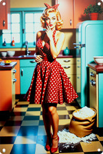 Blechschild Vintage Pin-up Alu