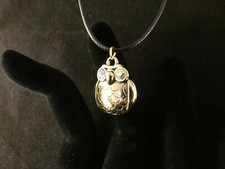 Eule Kristall Anhänger mit Kette 24 Karat Vergoldet Wald Baum Vogel Uhu Klein