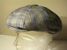 Schiebermütze Flatcap Baumwolle grau blau kariert Gr. 56 Vintage