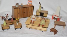 DDR - Posten alte Puppenstuben Möbel - Schlafzimmer