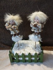 2x Engel Figur Kunstschnee Garten Blumenstecker Blumentopf