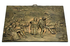 Dachbodenfund alte Metallguss Guss Platte Wirtshaus Szenerie Halbrelief 18,5x 14