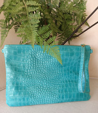 Tasche Handtasche Clutch Bauchtasche Türkis Damen Mädchen ECHT LEDER mit Schu...