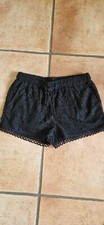kurze Damen Mädchen  Hippie Hose Shorts Hot Pants  schwarz Lochmuster  Gr. S  36