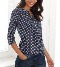 LASCANA Blusenshirt mit Knopfleiste aus pflegeleichter Qualität Navy - Gr. 44/46