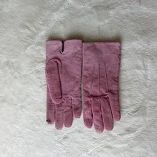 Pink Suede Leather Gloves Size
