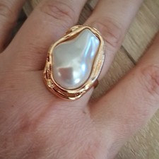 Großer ring gold barock perle - gold,