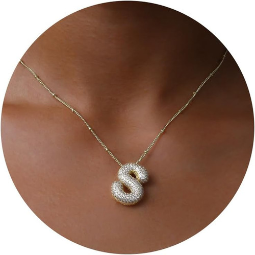 Bubble letter necklace gold - bubble,