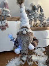 Zwerg Wichtel Elf Braun Gold Weihnachten Handmade Dekofigur Dekoration 110cm Led