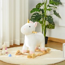 HOMCOM Schaukelpferd 2-IN-1 Schaukeltier Babyschaukel Spielzeug Einhorn-Design