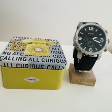 Fossil Herren Uhr Chronograph, Nate, JR1436, XL, schwarzes Lederband, Fossil BOX