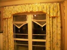 3tlg Seitenschlalgarnitur Landhausgardine rose gelb 2xH194x B105cm 2m Querbehang