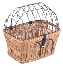 Fahrradkorb aus Weide für Lenker 45 x 34 cm Hund Katze Gitter + Kissen (N-S)