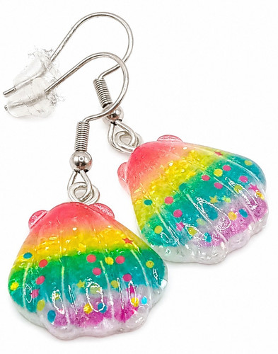 Muscheln ohrringe regenbogen - muscheln,