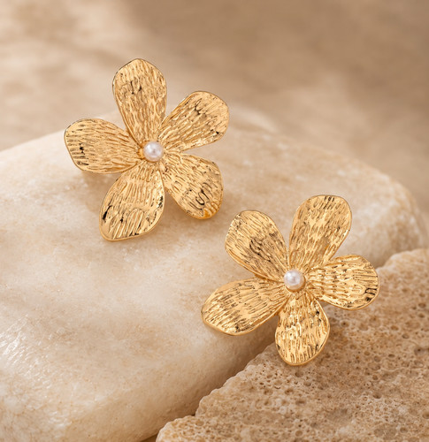 Damen ohrringe blume 14k - ohrringe,