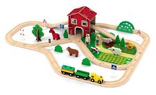 77 Teile Holzeisenbahn Set – Bauernhof Thema, Holzspielzeug für Kinder ab 3 Jahr