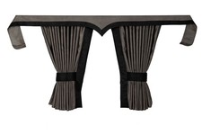 LKW Vorhänge Volvo FH/FH4/FH5 grau-schwarz 5tlg inkl. Borde & Haken