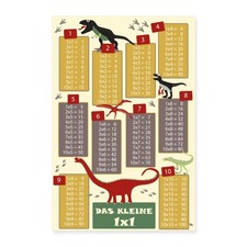 Dino Einmaleins Kleines 1x1 Lernen Kinderzimmer Poster 60x90 cm, One size, Weiß