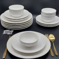 Geschirr-Set aus Porzellan 18tlg für 6 Personen Tafelservice Komplettset in Weiß
