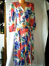 k211 Boutique 36 38 S M Maxi Kleid Damen Lang Weiß Blau Rot Blumen Gehrock TOP