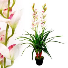 künstliche Orchidee weiss 100 cm Kunstblume Kunstpflanze Seidenblume McPalms