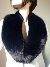 Pelz Schal Blaufuchs Kragen Stola Fell Mantel Besatz Jacke Umhang Navy dk.Blau