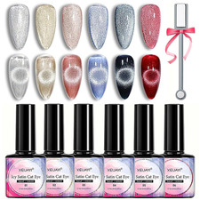 Cat Eye UV Gel Nagellack Set 6 Farben 9D Magnet Glitzer Nagelkunst DIY Maximal 8