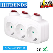 3-Fach Steckdosenleiste EU mit Schalter – Adapter Mehrfachsteckdose Weiß DE