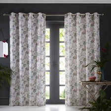 Oasis Bailey Ösen gefütterte Vorhänge gepunktetes Futter Blumenmuster 228 cm x 182 cm 90” x 72”